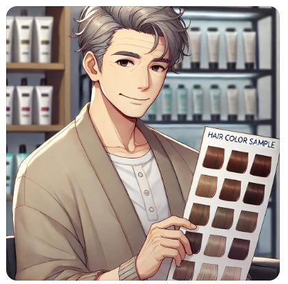カラーサンプルを手にする男性キャラクター